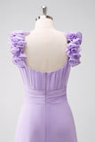 Lilac A-Line Chiffon Bridesmaid Dress with Ruffles