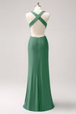 Eucalyptus Mermaid Backless Cut Out Long Bridesmaid Dress