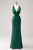 Eucalyptus Mermaid Backless Cut Out Long Bridesmaid Dress