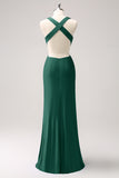 Eucalyptus Mermaid Backless Cut Out Long Bridesmaid Dress