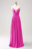 Lilac A-Line Corset Pleated Bridesmaid Dress