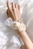 Elegant Apricot Wrist Corsage with Lace Ribbon