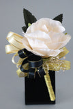 Luxury Black White Wrist Corsage and Men's Boutonniere Set