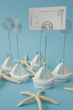 White Circle Place Card Holder with Boat Embellishment