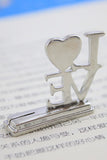 Stylish LOVE Silver Place Card Holder