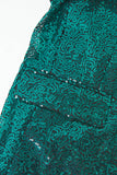 Glitter Green Notched Lapel Sequins Fitted Women Suits