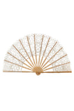 White Mesh Wedding Fans with Pattern