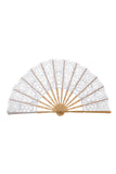 White Mesh Wedding Fans with Pattern