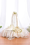 Ivory Lace Flower Girl Basket with Bowknot