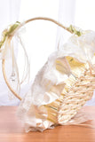 Ivory Lace Flower Girl Basket with Bowknot