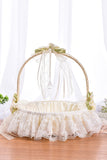 Ivory Lace Flower Girl Basket with Bowknot