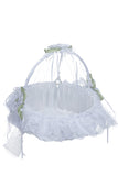 Ivory Lace Flower Girl Basket with Bowknot