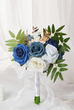 Blue White Wedding Flower with Ribbon For Bride