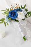 Blue White Wedding Flower with Ribbon For Bride