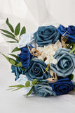 Blue White Wedding Flower with Ribbon For Bride