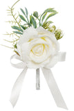 White Rose Men's Boutonniere for Wedding Party