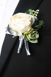 Champagne Rose Men's Boutonniere for Wedding Party