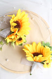 Sun Flower Wrist Corsage and Men's Boutonniere Set for Wedding Party