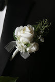 White Pretty Men's Boutonniere Set for Wedding Party