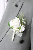 White Pretty Men's Boutonniere Set for Wedding Party