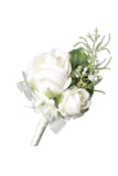 White Pretty Men's Boutonniere Set for Wedding Party