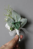 White Pretty Men's Boutonniere Set for Wedding Party