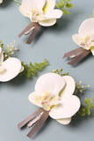 Simple White Petal Men's Boutonniere for Wedding Party