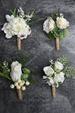 Special White Men's Boutonniere for Wedding Party