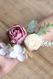 Orange and White Wrist Corsage with Pearls