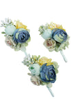 Light Blue Wrist Corsage and Men's Boutonniere Set