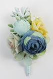 Light Blue Wrist Corsage and Men's Boutonniere Set