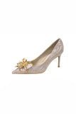 Shiny Champagne Crystal Bridal High Heel Shoes