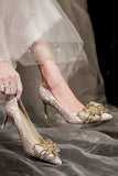 Shiny Champagne Crystal Bridal High Heel Shoes