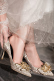 Shiny Champagne Crystal Bridal High Heel Shoes