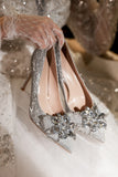 Shiny Champagne Crystal Bridal High Heel Shoes