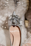 Shiny Champagne Crystal Bridal High Heel Shoes