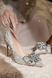 Shiny Champagne Crystal Bridal High Heel Shoes