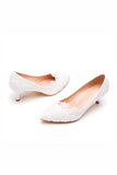 Comfy White Pointed Toe Bridal Shoes with Applique