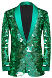 Sparkly Green Sequins Shawl Lapel Men's Blazer