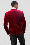 Burgundy Velvet Single Breasted Men's Blazer