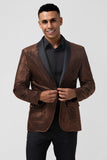 Brown Glitter Shawl Lapel Men's Formal Blazer