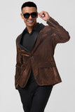 Brown Glitter Shawl Lapel Men's Formal Blazer