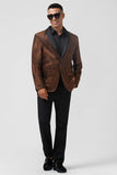 Brown Glitter Shawl Lapel Men's Formal Blazer