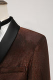 Shawl Lapel Brown One Button Men's Blazer