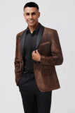 Brown Glitter Shawl Lapel Men's Formal Blazer