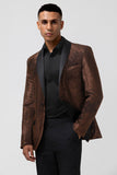 Brown Glitter Shawl Lapel Men's Formal Blazer