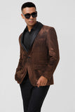 Brown Glitter Shawl Lapel Men's Formal Blazer