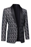 Black Shawl Lapel Print Men's Blazer