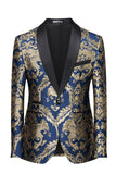 Dark Green Men's Prom Blazer with Embroidery