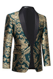 Dark Green Men's Prom Blazer with Embroidery